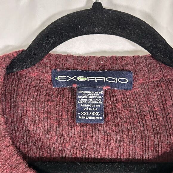Exofficio Wool Blend Sweater Men's XXL Burgundy Long Sleeve Crew Neck Pullover - Picture 4 of 8